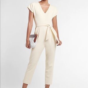V neck tie waist jumpsuit